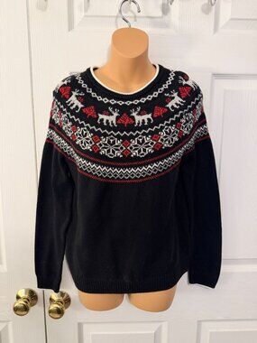 Charter Club Womens Fair Isle Reindeer Christmas Holiday Sweater Size S
